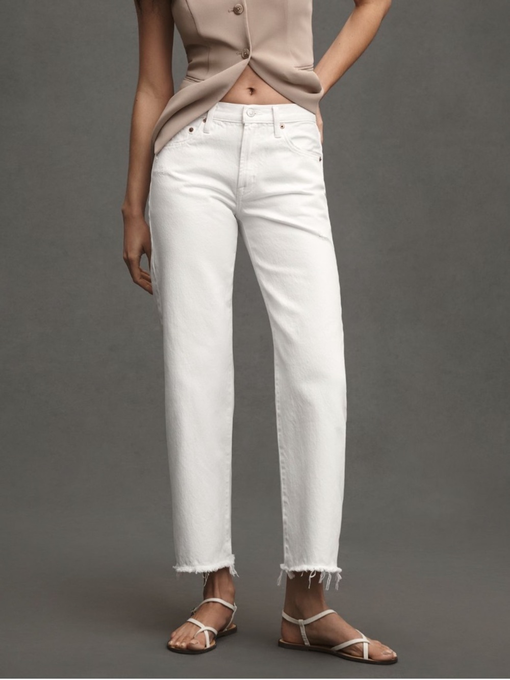 Pistola White Ankle Straight Jeans, Mid Rise